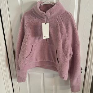 Pink Peony Scuba oversized fleece zip up